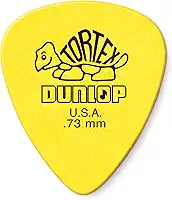 Palheta de guitarra amarela Dunlop Tortex Standard .73 mm, pacote com 12