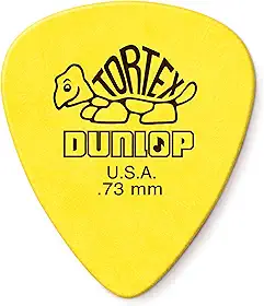 Palheta de guitarra amarela Dunlop Tortex Standard .73 mm, pacote com 12