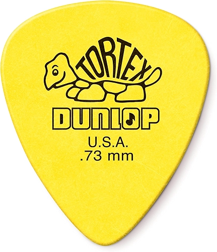 Palheta de guitarra amarela Dunlop Tortex Standard .73 mm, pacote com 12
