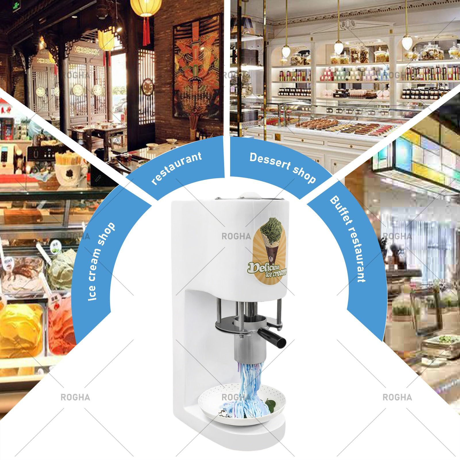Máquina Comercial para Hacer Helados Tipo Espagueti, 80 W, con Tolva de Acero Inoxidable de 0,42 L y 4 Moldes de Formas. Extrusora Profesional de Fideos de Helado Red