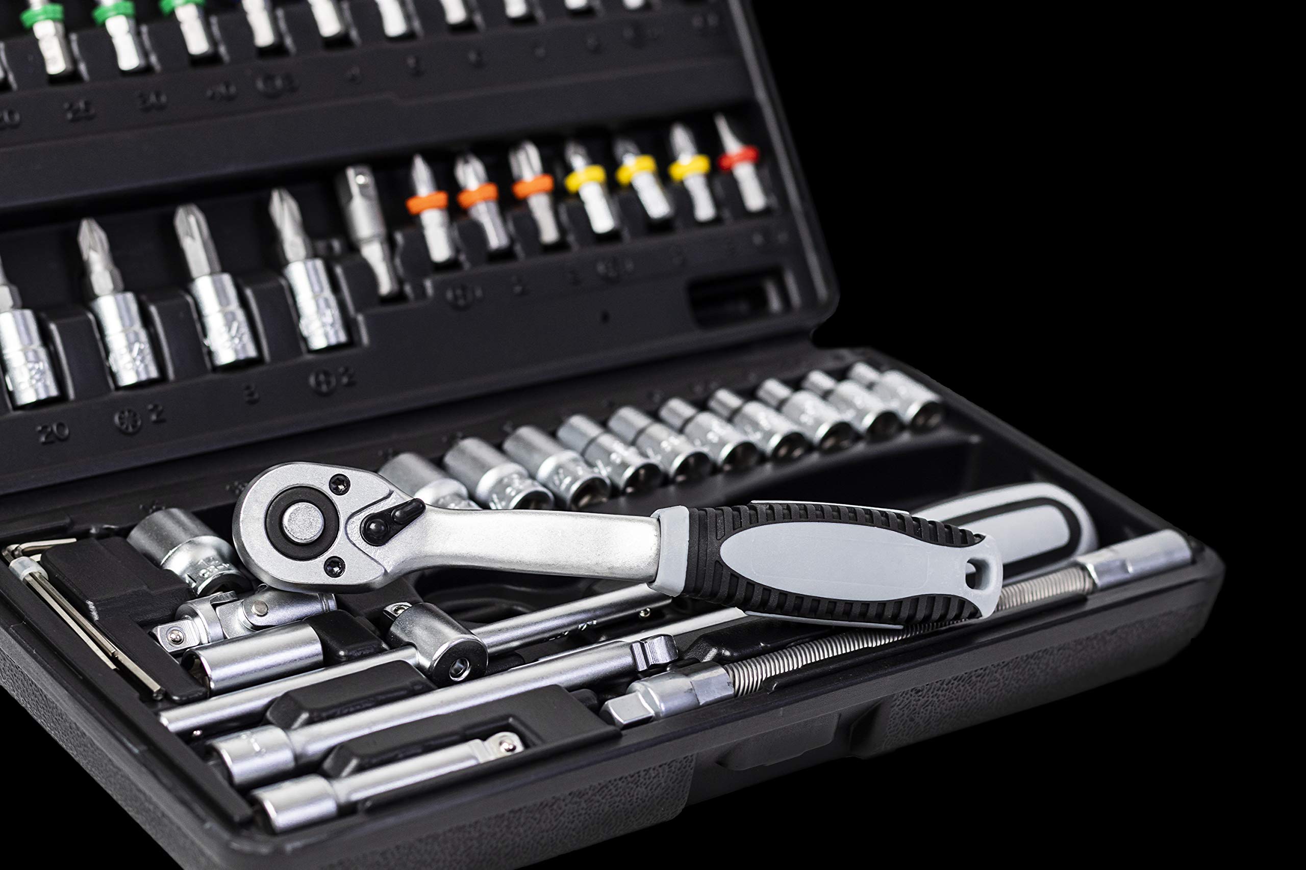 Connex Bit- und Steckschlüssel-Satz 52-teilig - Stabiler Kunststoffkoffer - 1/4 Zoll - Umschaltknarre mit Schnelllösefunktion - Für Montage- & Schraubarbeiten / Stecknuss-Set / Bit-Set / COXB365010