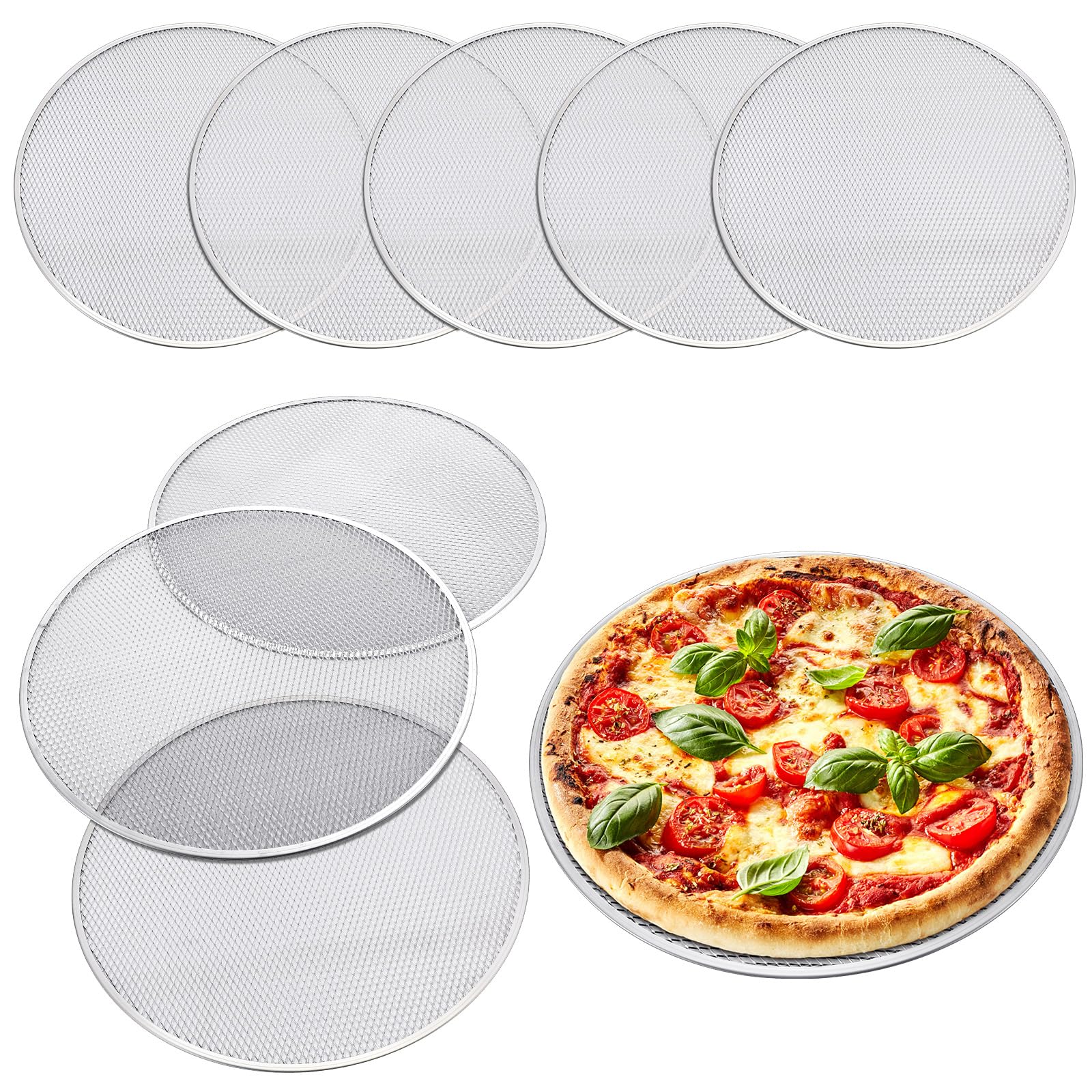 Nuogo Pcs 16 Inch Pizza Pan with Holes Aluminum Mesh pizza Screen  Seamless Round Tray for Oven Nonstick Baking Sheet for Kitchen Bakery  Restaurant