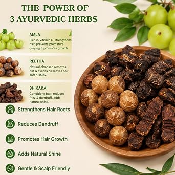 AnNafi Amla Reetha Shikakai Pods (MIXED) | Dry Whole Herbs Mix for Hair Wash, Shine & Conditioning | 100% Natural Organic Herbal Hair Care Combo Pack | Pack of Aritha/Soapnut + Indian Gooseberry + Acacia Concinna (1000grams/1KG)