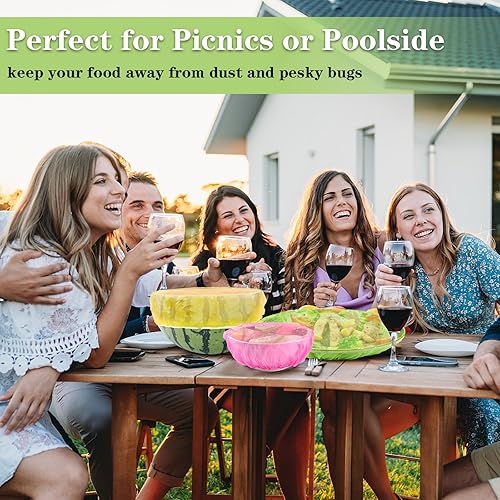 Miniatura 6 de Fundas de plástico elásticas reutilizables para tazones, 60 bolsas de almacenamiento de alimentos de 3 tamaños, fundas elásticas para tapas de ducha