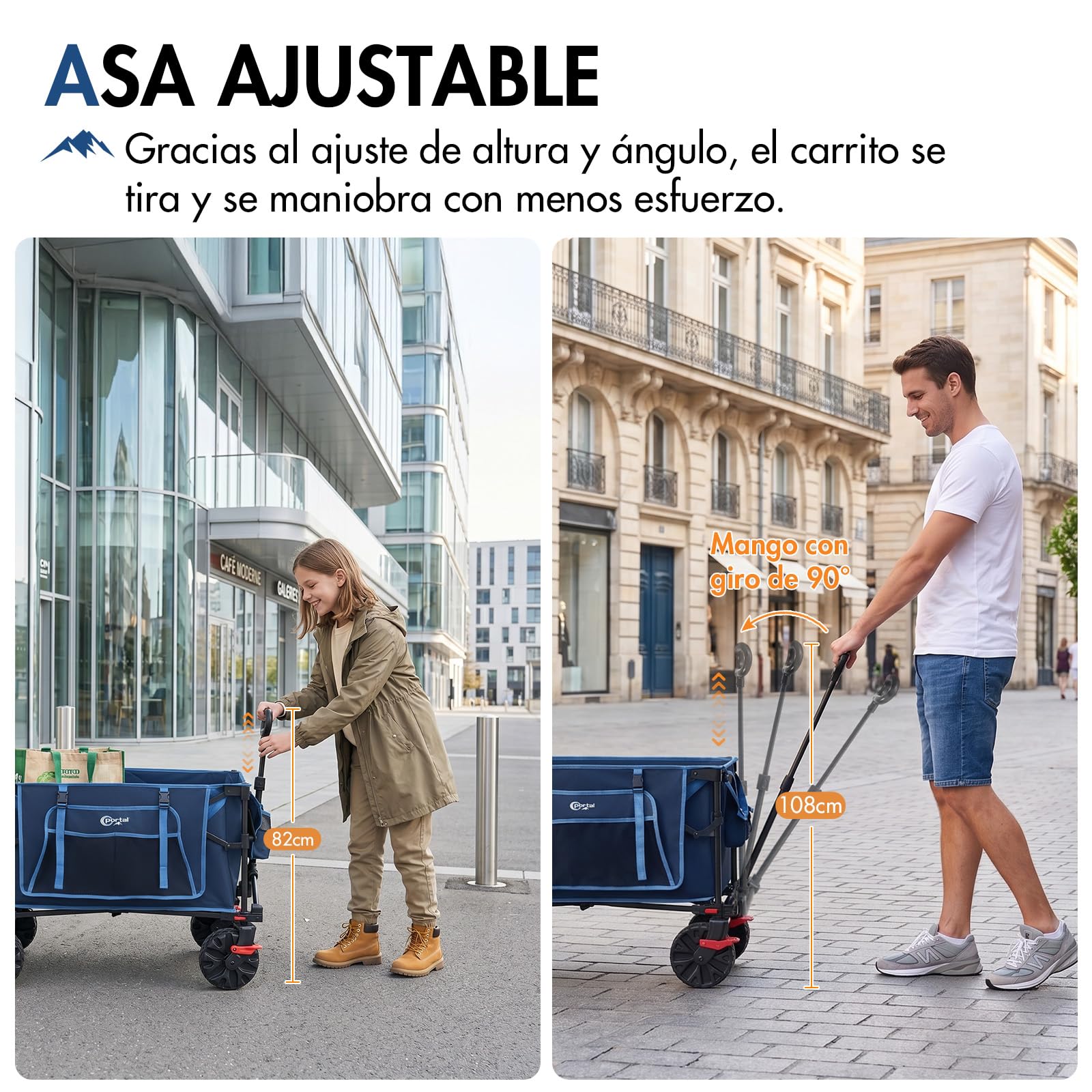 Portal Carro plegable de 250 l, 150 kg, con neumáticos | Carro de mano con soporte para bebidas, carro plegable para jardín, camping, festival