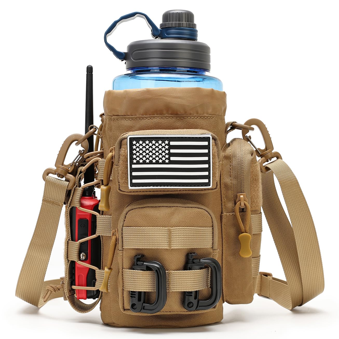 Tactical Molle Pouch Multifunctional Water Bottle Pouch Phone Pouch EDC Bag with Shoulder Strap