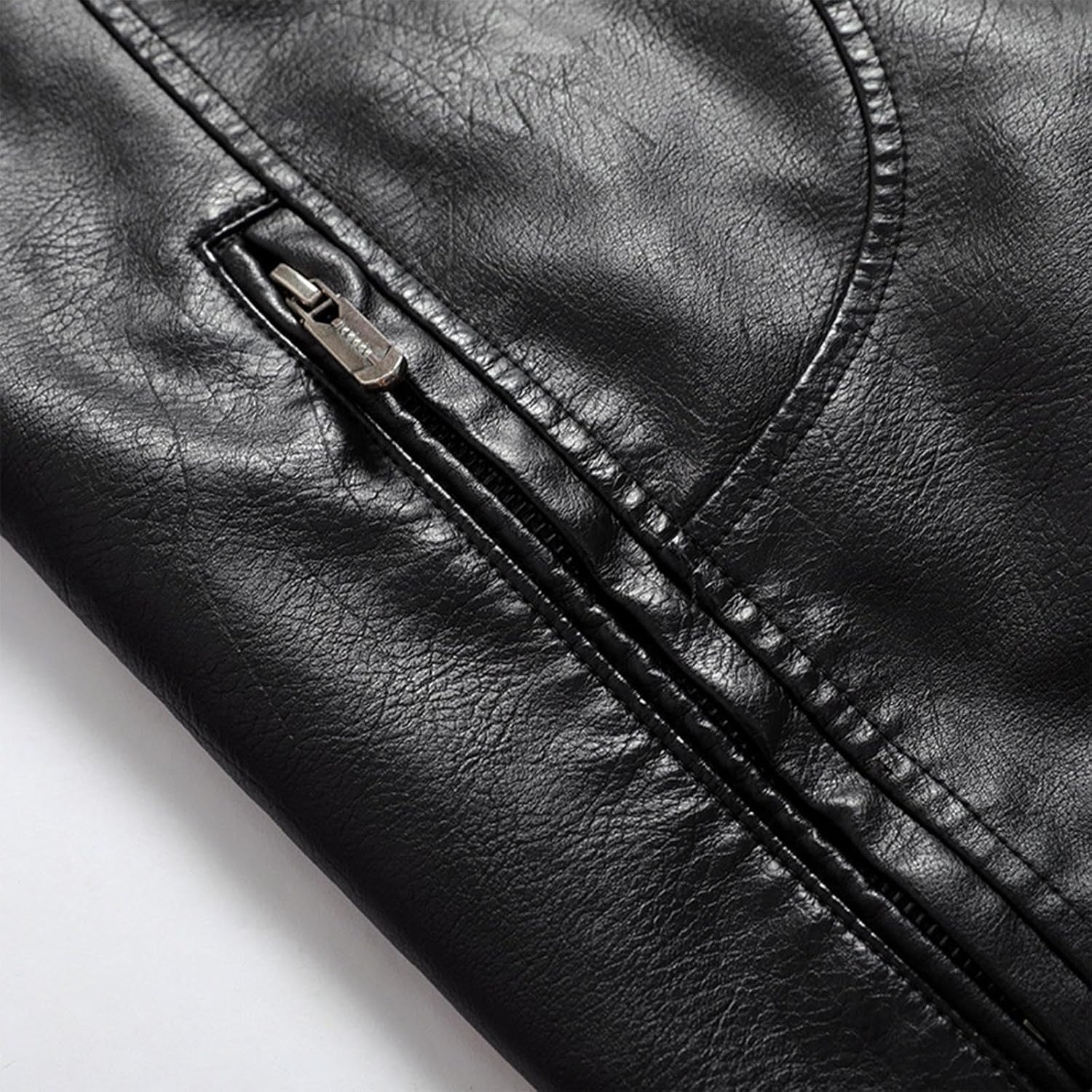 XUNRYAN Mens Faux-Leather Jacket Motorcycle Bomber Aviator Jackets Vegan PU Zip Up Winter Coat Slim Fit Outwear Pockets