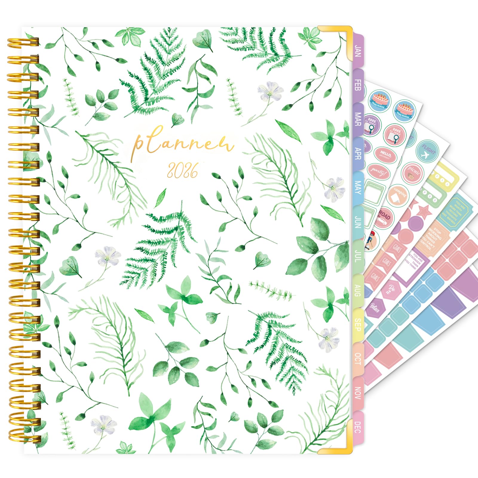 GuassLee 2026 Planner - Hardcover Daily Planner from January 2026-December 2026 - A5 Weekly & Monthly Calendar Agenda Organizer Book with Stickers,