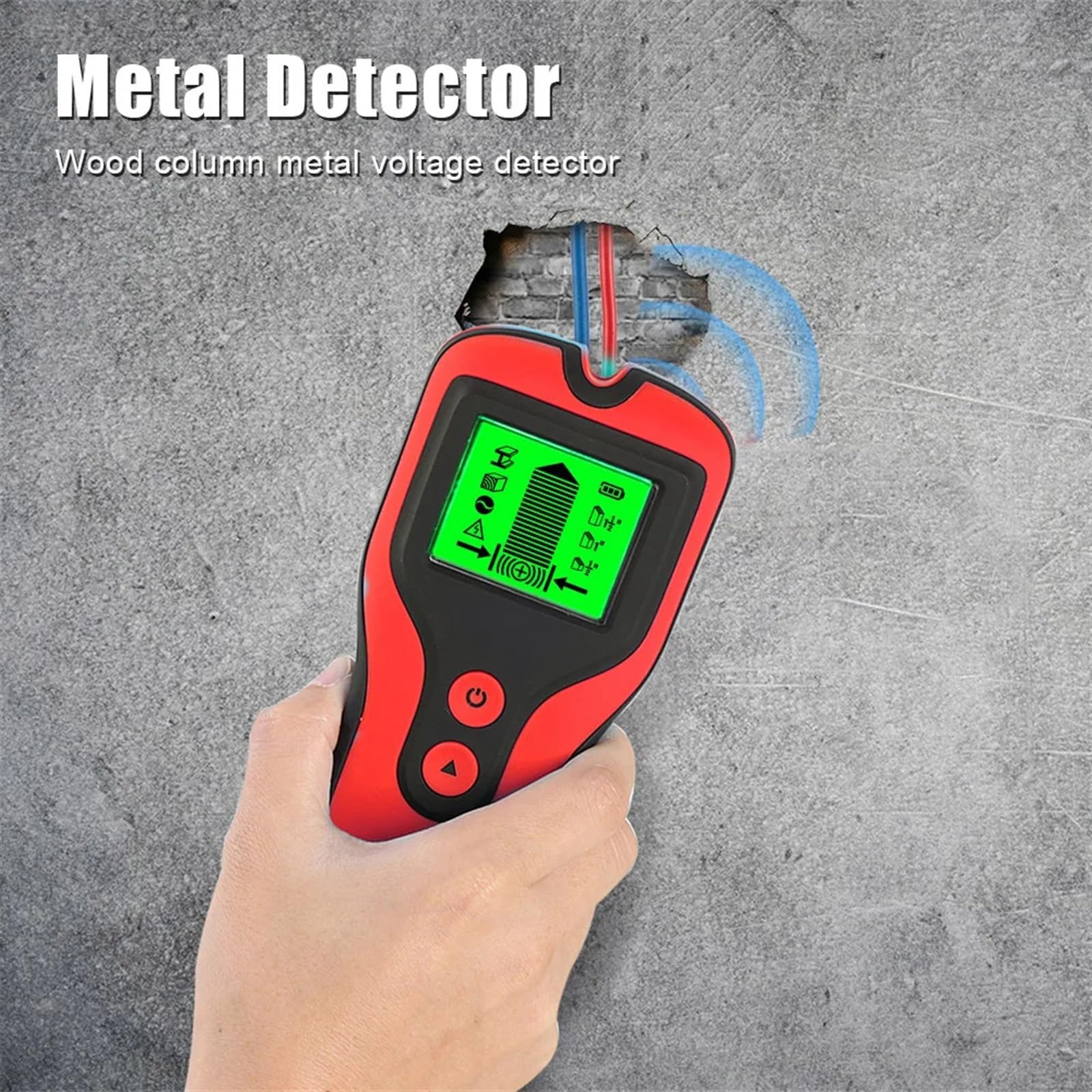 Wykrywacz metalu, Tester ścienny Wielofunkcyjna wyszukiwarka skrzynek elektrycznych Skaner ścienny do metalu 3 w 1 Stud Wykrywacz kabli pod napięciem AC