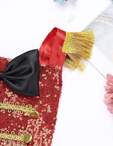 Miniatura 7 de iEFiEL Disfraz de espectáculo para niñas pequeñas, disfraz de Halloween, maestro de ceremonias, circo, cosplay, Navidad, fiesta de cumpleaños