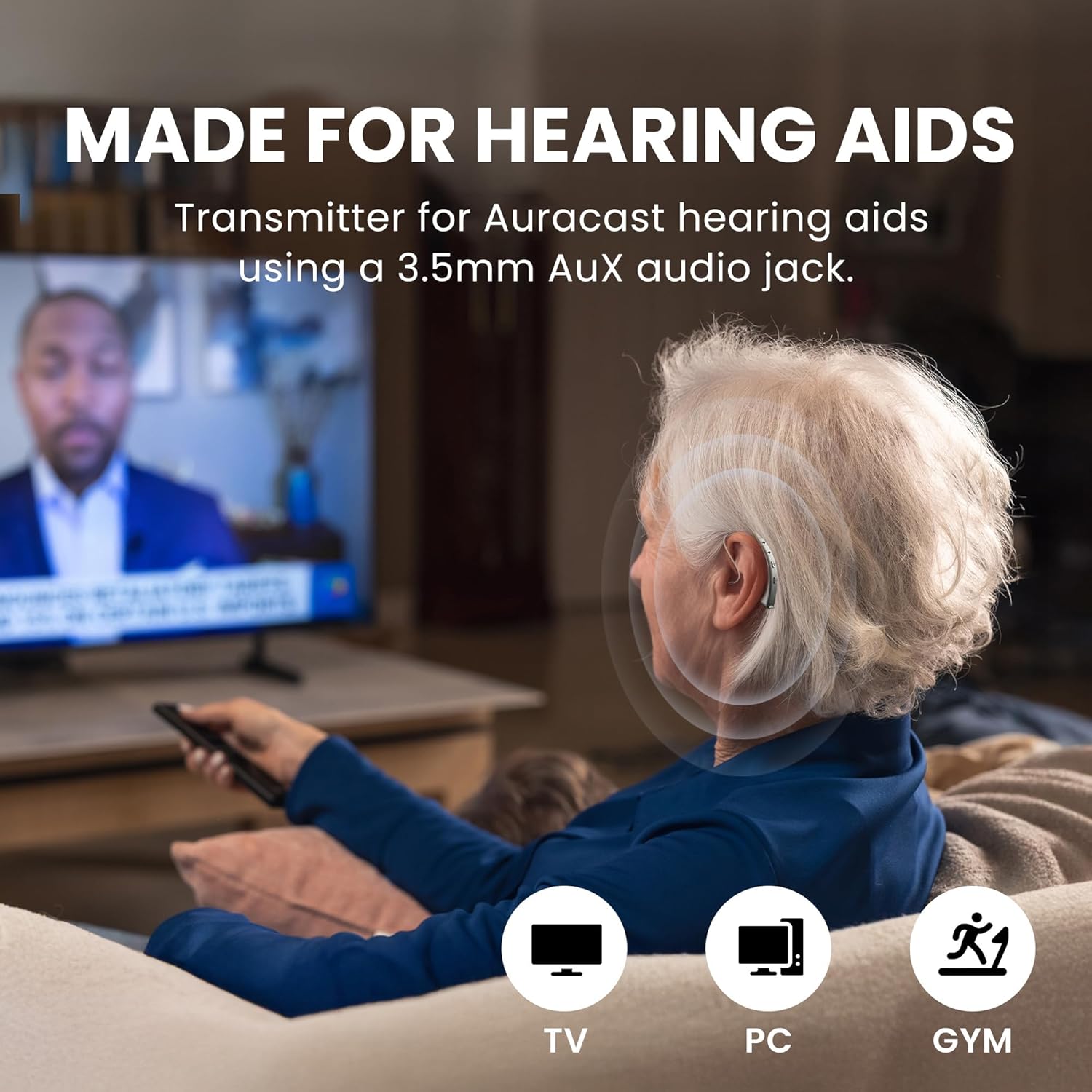 Avantree Voyager HA - Auracast Transmitter for Selected Hearing Aids with Display & Volume Control, Bluetooth 5.4, Qualcomm Chip, Firmware Upgradeable, AUX for TV, PC