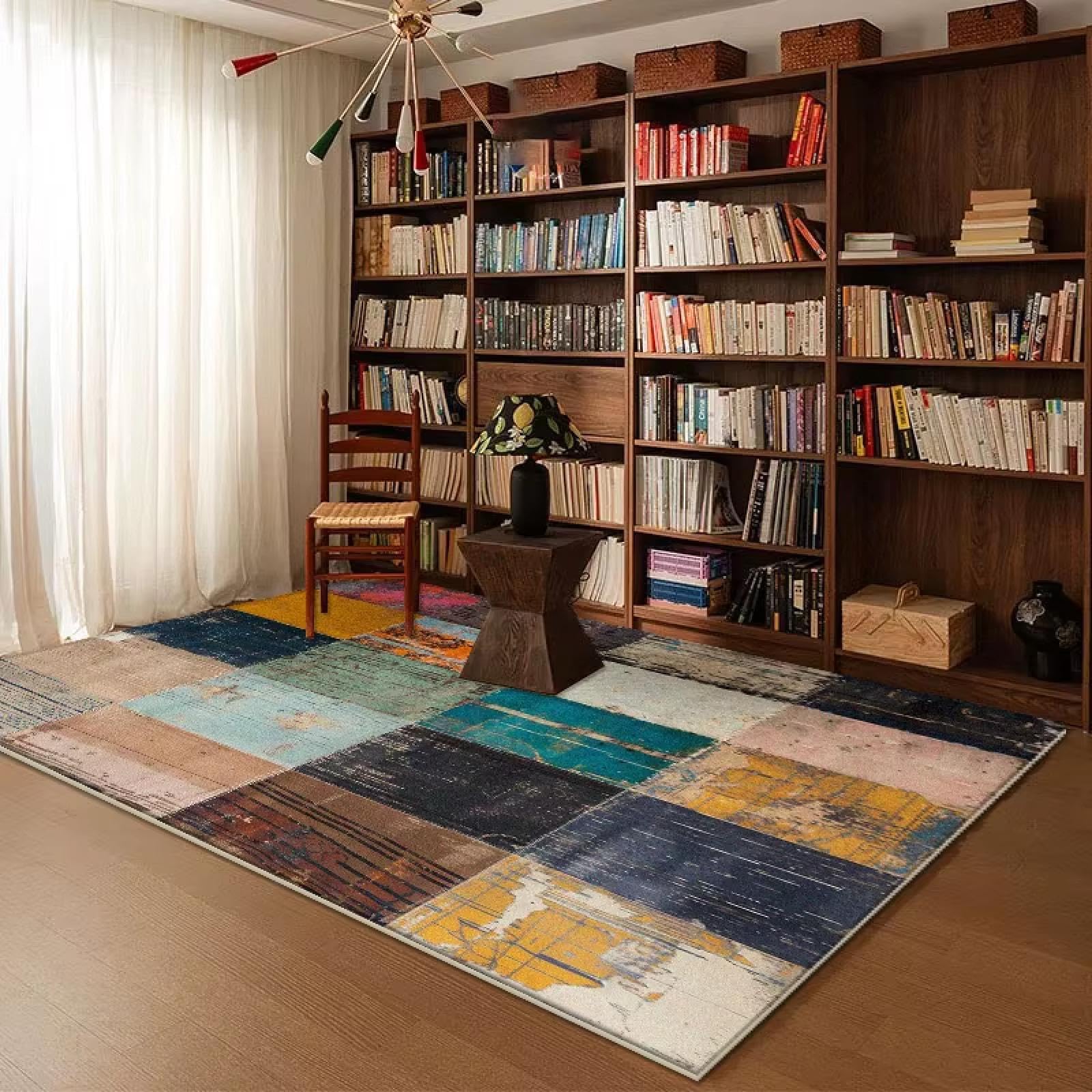 Tapis géométrique pour salon et bureau créant une atmosphère chaleureuse à la maison
