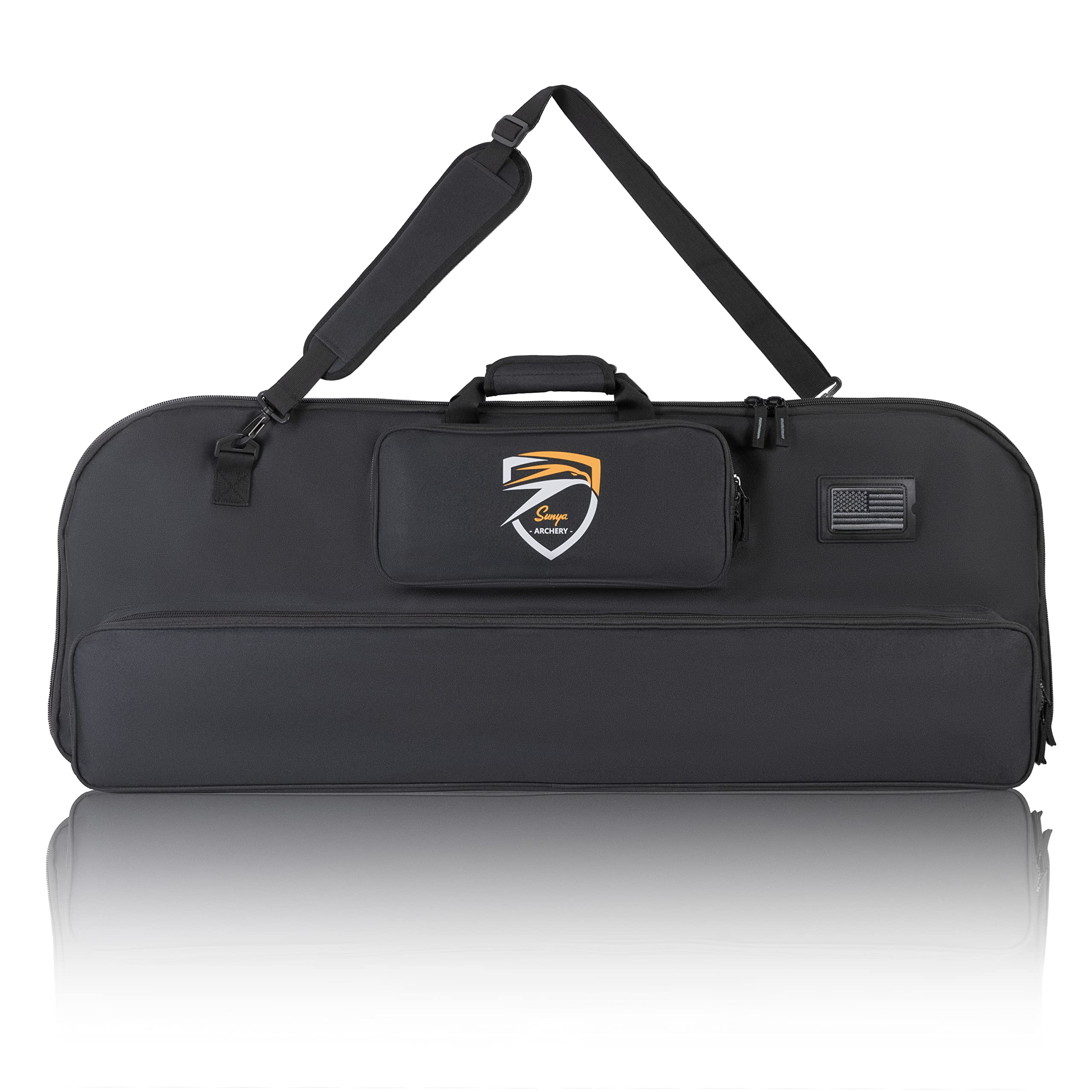 SUNYA Compound Bow Case with Molle System - Neoprene Bow String Protection & Padded Shoulder Sling - Soft Carrying Case for Archery Accessories, Equipment