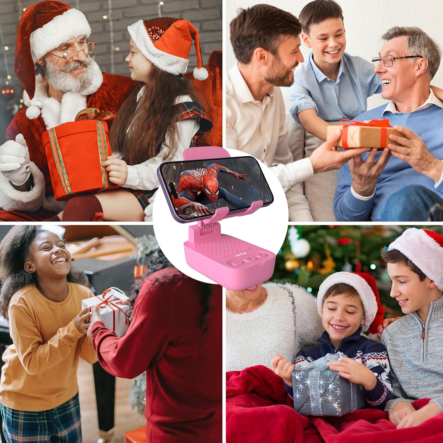 Gifts for Men Women, from Wife,Cell Phone Stand with Wireless Bluetooth Speaker, Punchy Bass & HD Stereo Sound Speaker for Home & Outdoors Compatible with iPhone/ipad/Samsung-Pink