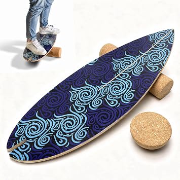 2026 NEW|29" Surf Balance Board for Kids & Adults|MAX. 350lbs Balance Boards with Cork Roller & Half Ball|0.6" Wobble Board Trainer from Beginner to Advanced|Wooden Slack Board