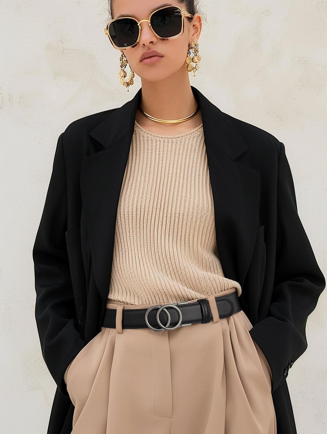 MILORDE Womens Ratchet Leather Dress Belt - 3cm/1.18“ width,Size Customizable Fit,Designs for Dress and Casual - Image 4