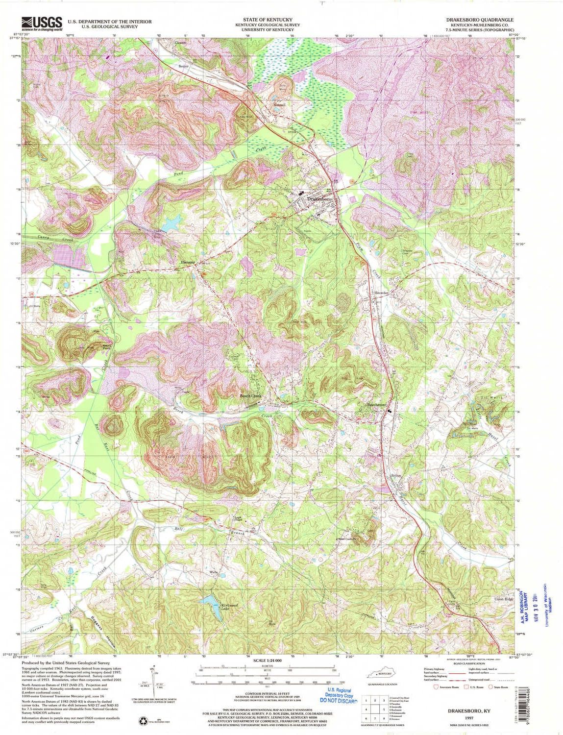 YellowMaps Drakesboro KY topo map, 124000 Scale, 7.5 X 7.