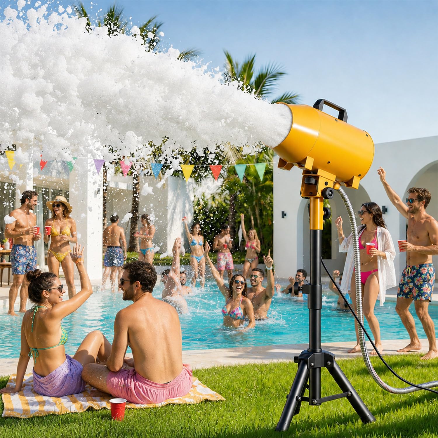 Schaummaschine, Party Schaumkanone, 6–10 M Sprühweite, 80 M² Abdeckfläche, Mit Ausziehbarem Ständer, Für Hinterhof-Poolpartys, Sommerlager-Partys Und Geburtstagsfeiern