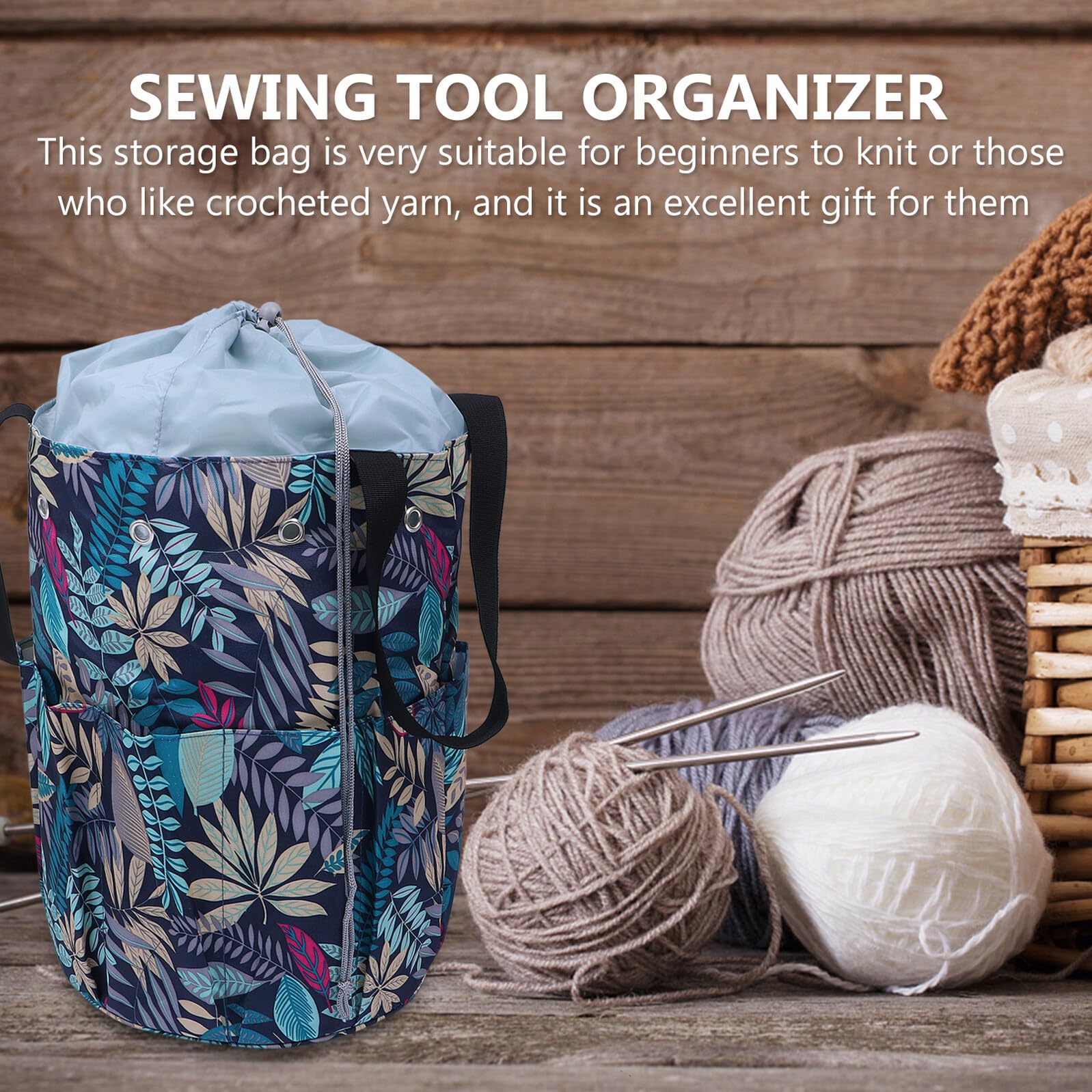 Multifunktionale Oxford Aufbewahrungstasche für Handarbeiten Widerstandsfähige Garn organizer Tasche mit Seitenfach für Häkel Strickzubehör Tragbarer Projekttasche für Garn und