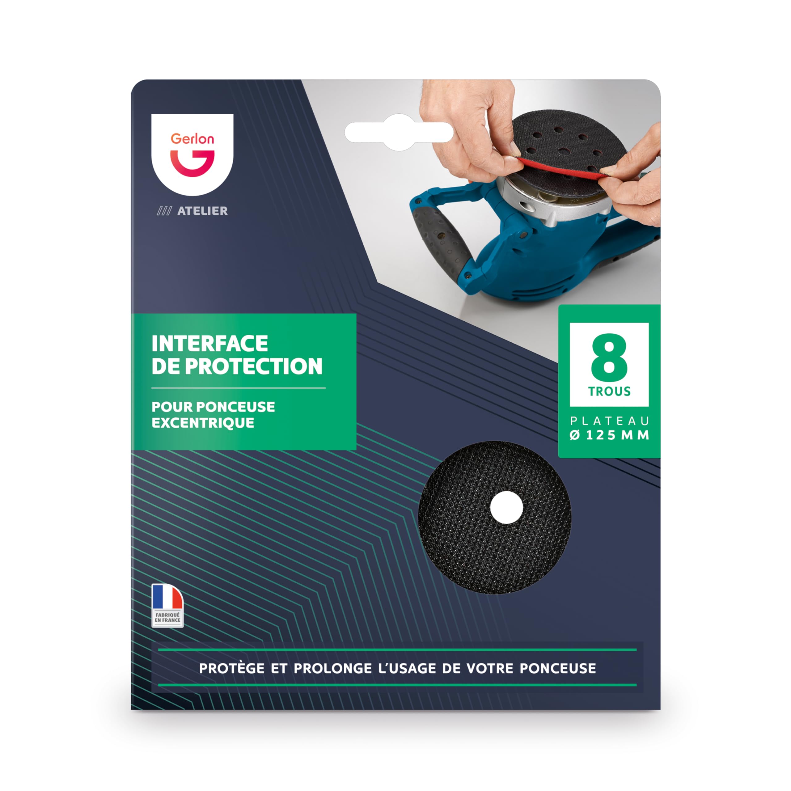 Gerlon - Interfacciato Protezione Diametro 125 Mm Per Levigatrice Eccentrica, Qualità Francese