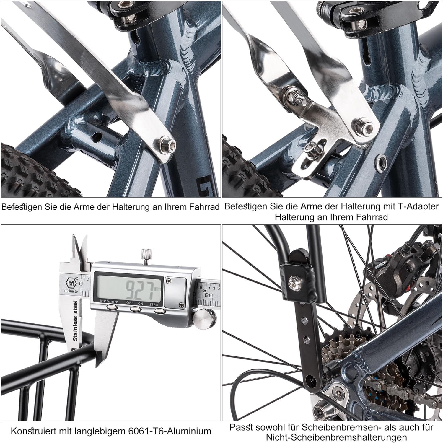 Fahrrad Gepäckträger mit Hinten Fahrradkorb und Reflektor für 26-29 Zoll Reifen Fahrradgepäckträgerhinten für Scheibenbremse/Nicht-Scheibenbremse Belastbar bis 27KG