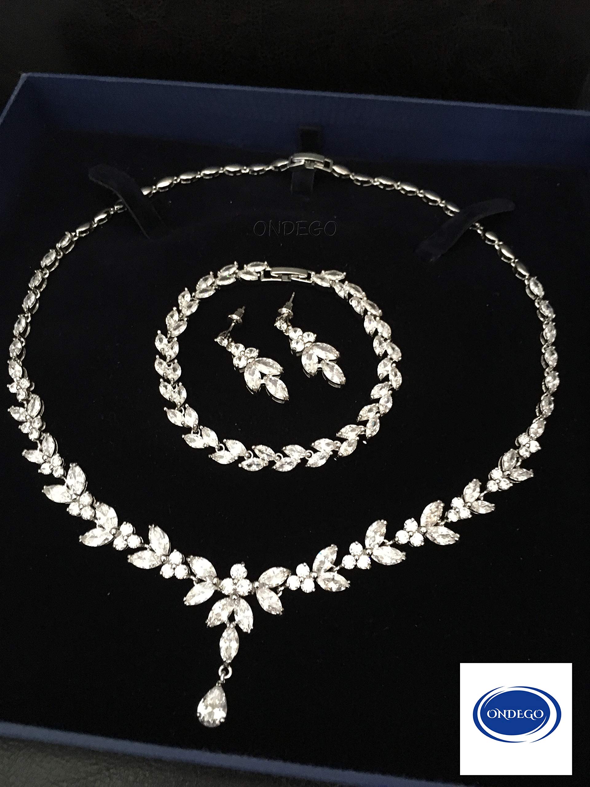 ZIRKONIA SILBER Schmuckset Brautschmuck Rückenkette Handmade dezent elegant Brautjungfer Geschenk