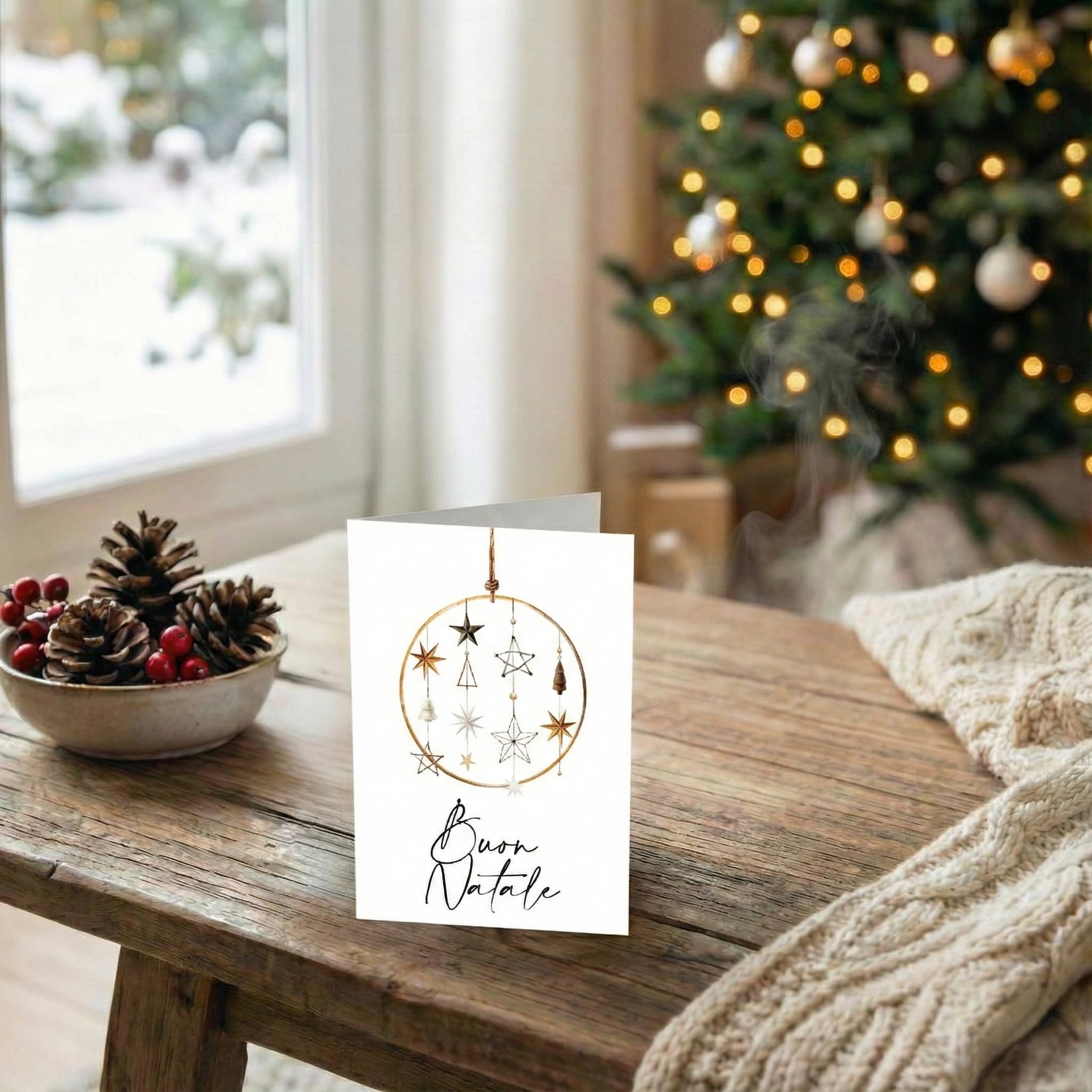 Biglietti natalizi italiani A6 con buste kraft riciclate – Set 30 pezzi