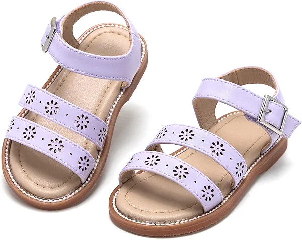 Girls Open Toe Flat Sandals Summer Casual Toddler Little Kid Sandals