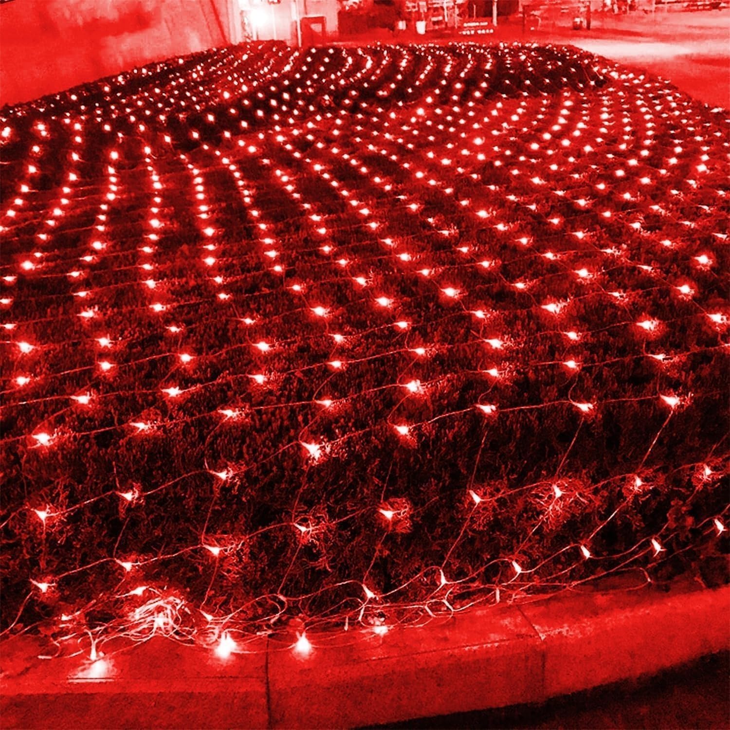 96 Diod LED 8 Trybów Siatka Świetlna Szerokokątna Kurtyna Na Choinkę, Bramę Tarasową, Przyjęcie Weselne(Red,3m x 2m 200led)