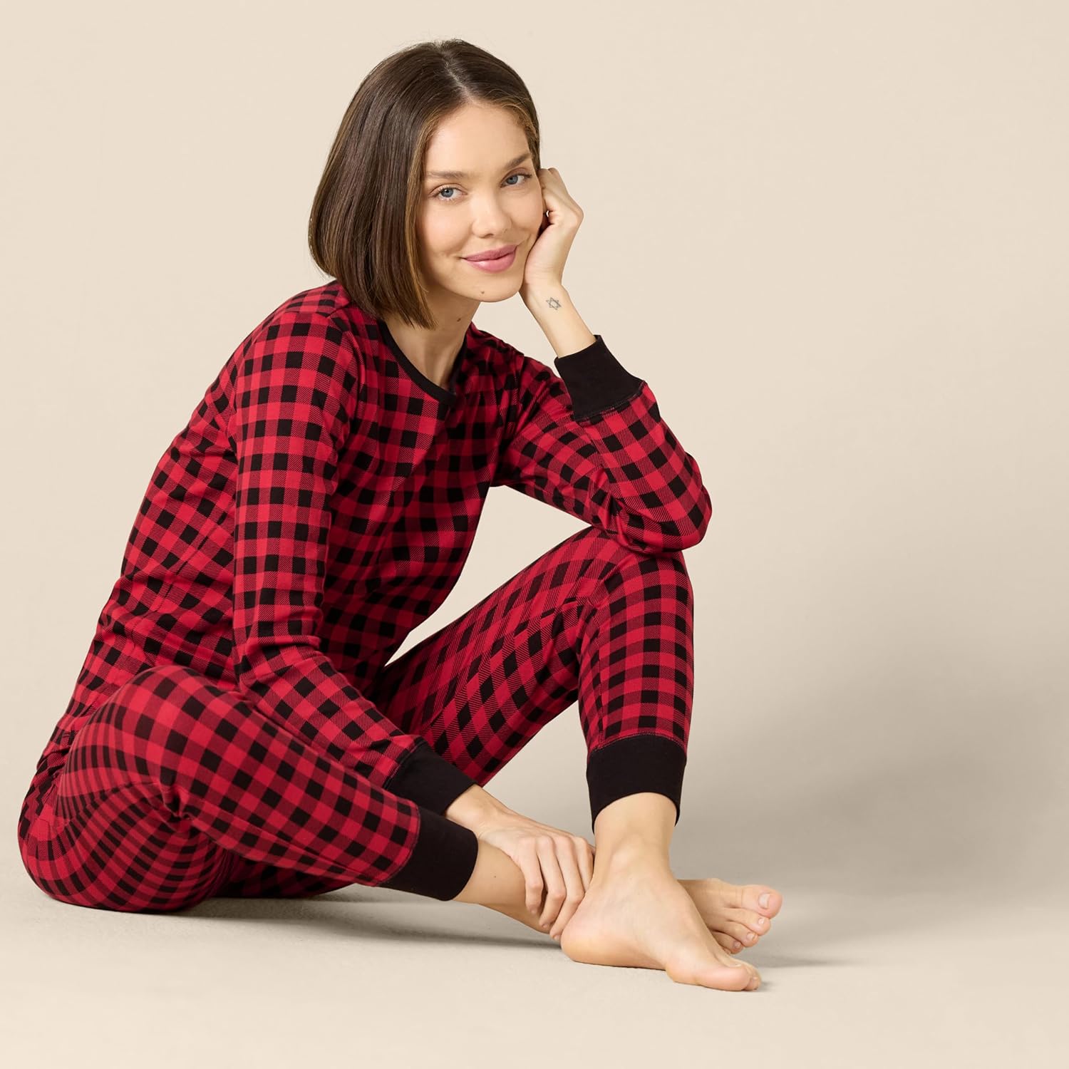 Amazon Essentials Women's Snug-Fit Cotton Sleepwear Pajama Set (Available in Plus Size) - Image 4