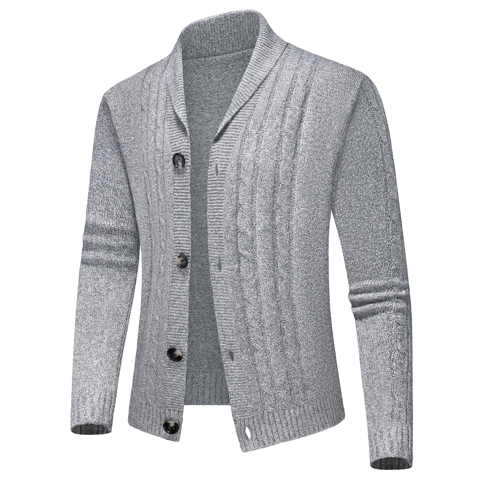 Cardigan Gilet Homme avec Boutons pour Hiver Chaud Col Châle Pull Veste en Maille Chandail Chaud Slim Fit Épais Tricot Polaire