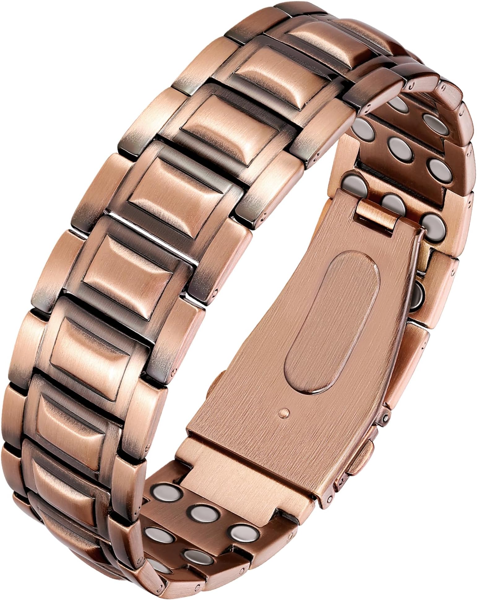Feraco Men's Copper Bracelet,3X Strength 99.99% Pure Copper Magnetic Bracelets with Magnets,Adjustable Length with Sizing Tool