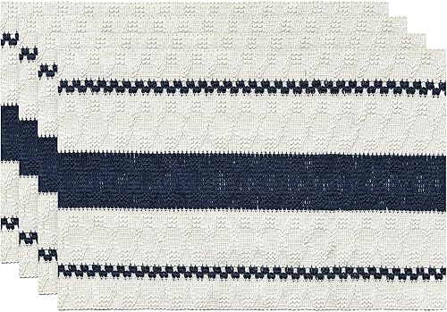 Artoid Mode Juego de 4 manteles individuales rústicos tejidos de color azul oscuro de 12 x 18 pulgadas para decoración de fiestas, cocina, comedor