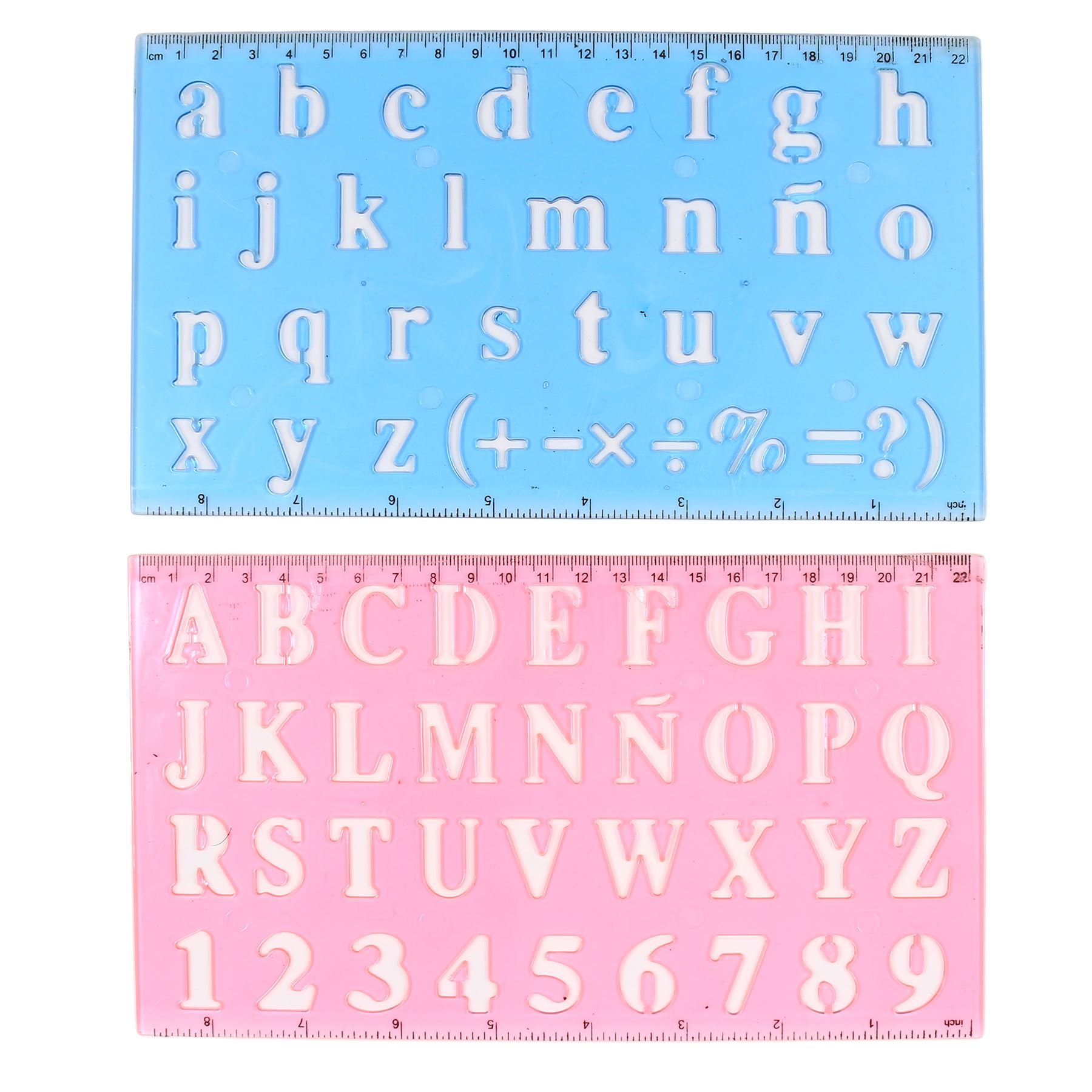 2X Coloured Writing Stencils - Letters, Numbers & Symbols