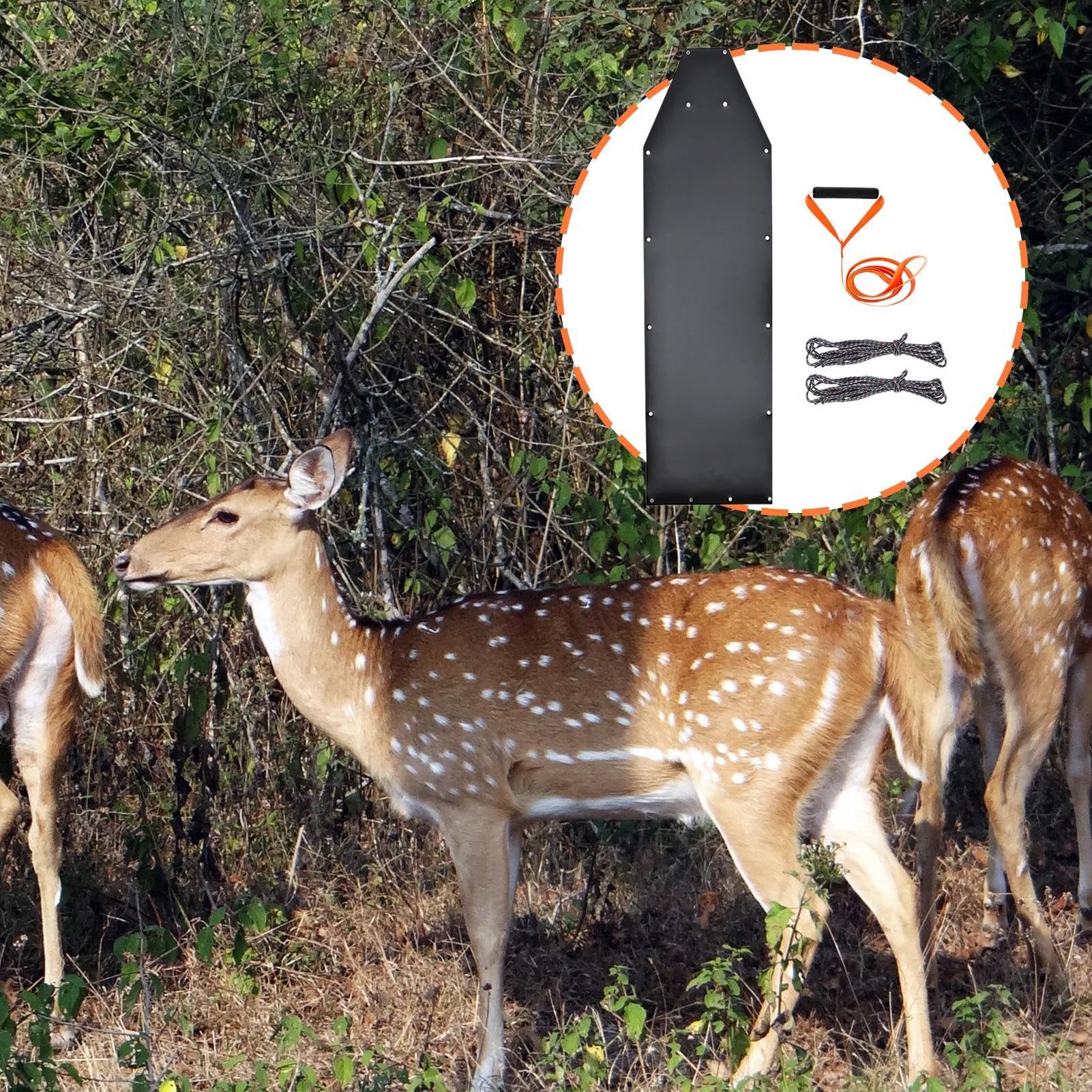 Deer Drag Game Glide - Trineo de ciervos, trineo de transporte de ciervos, trineo de arrastre de ciervos resistente al desgarro con arnés y cuerdas, trineo portátil de pesca en hielo, accesorios de
