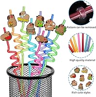 Vista 4 de 8 popotes de plástico reutilizables Capybara de animales locos, pajitas para fiesta, suministros de fiesta, regalos de cumpleaños