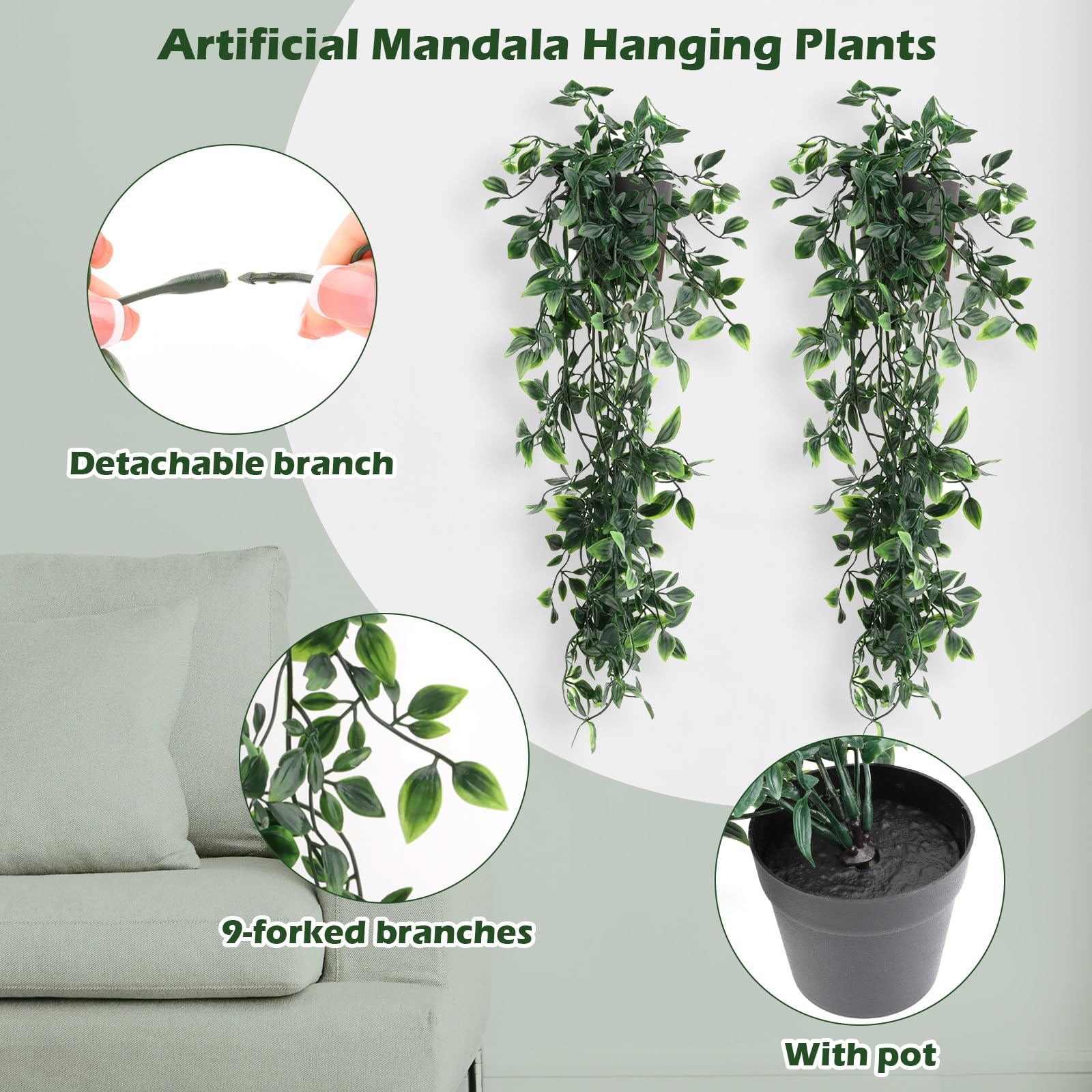 SLDHFE Plantes Artificielles Interieur, 3 Pièces, Plante