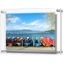 AMEITECH Acrylic Floating Picture Frame, 11x14 Double Panel Clear Wall Mount Document Certificate Frames Inner Max Size is 9 x12.5 inch