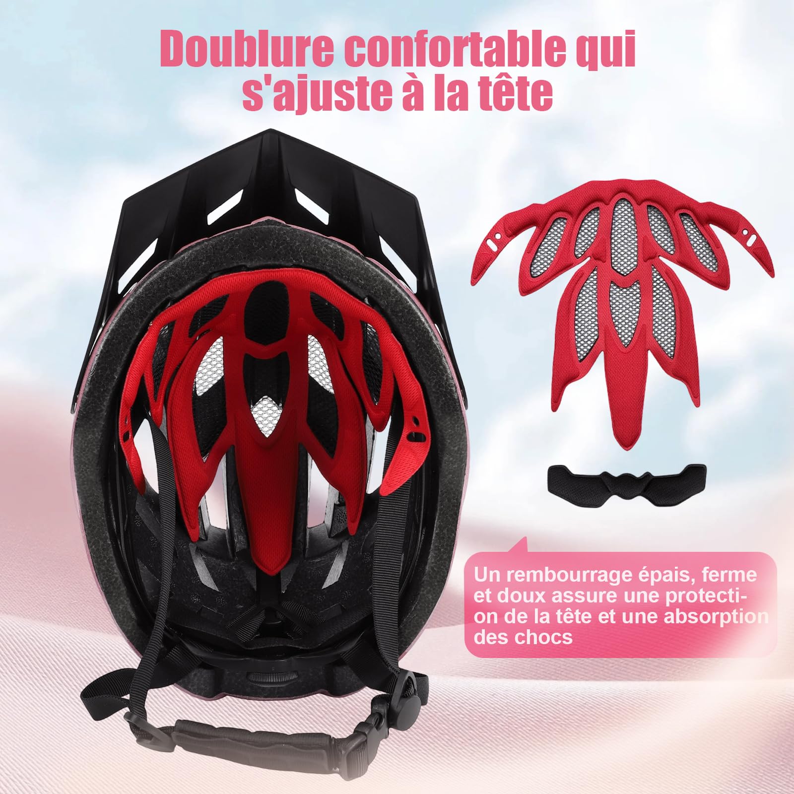 TOMSHOO Casque Vélo Adulte Homme et Femme, Réglable 58–61 cm, avec Visière Amovible et Coussins Intérieurs Confortables, pour VTT, Vélo de Route et Circulation Urbaine