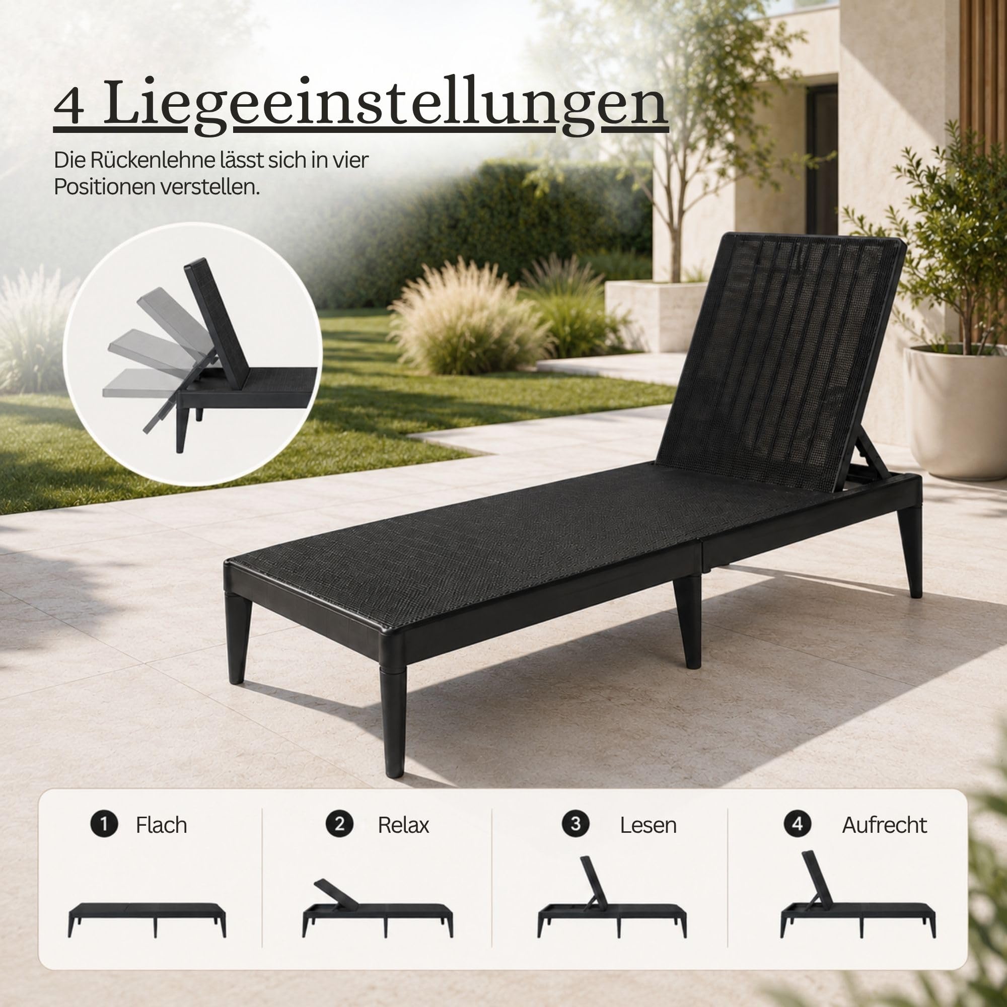 Ondis24 Doppelpack: 2X Sonnenliege Sirolo Anthrazit Rattanoptik (2)
