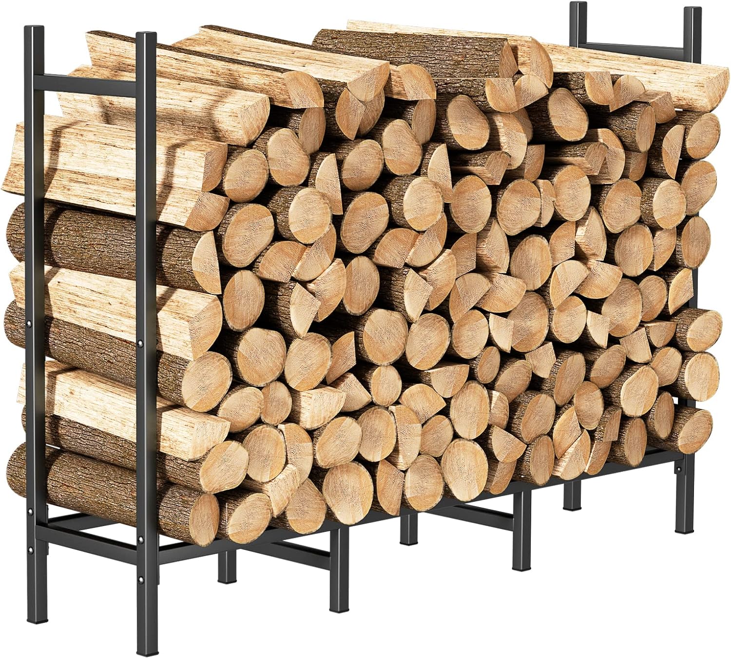 smusei Firewood Rack Outdoor Indoor 4Ft Heavy Duty Log Holder Adjustable Firewood Storage Rack Stand for Fireplace, Porches, Patios, 4Ft