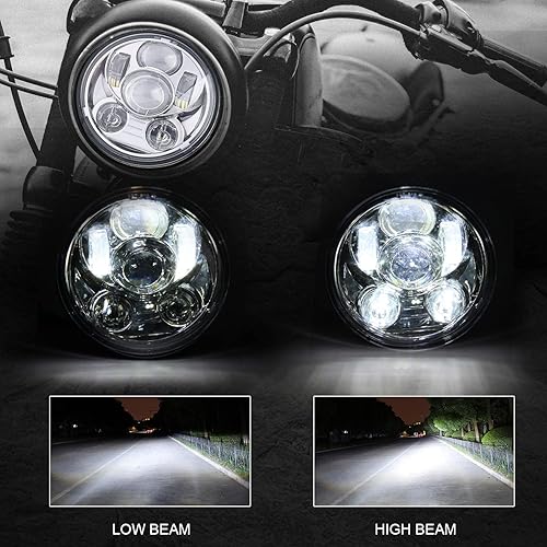 Miniatura 3 de SUNPIE - Faro delantero LED para motocicleta 5-34 5.75, estilo proyector ancho