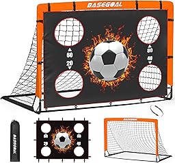 Porte da Calcio per Giardino, Porta da Calcio per 150x120cm, Porticine Da Calcio con Aste In Fibra di Vetro e Reti di Alta Qualità, Bullseye e Borsa per Giardino e Gioco per Interni