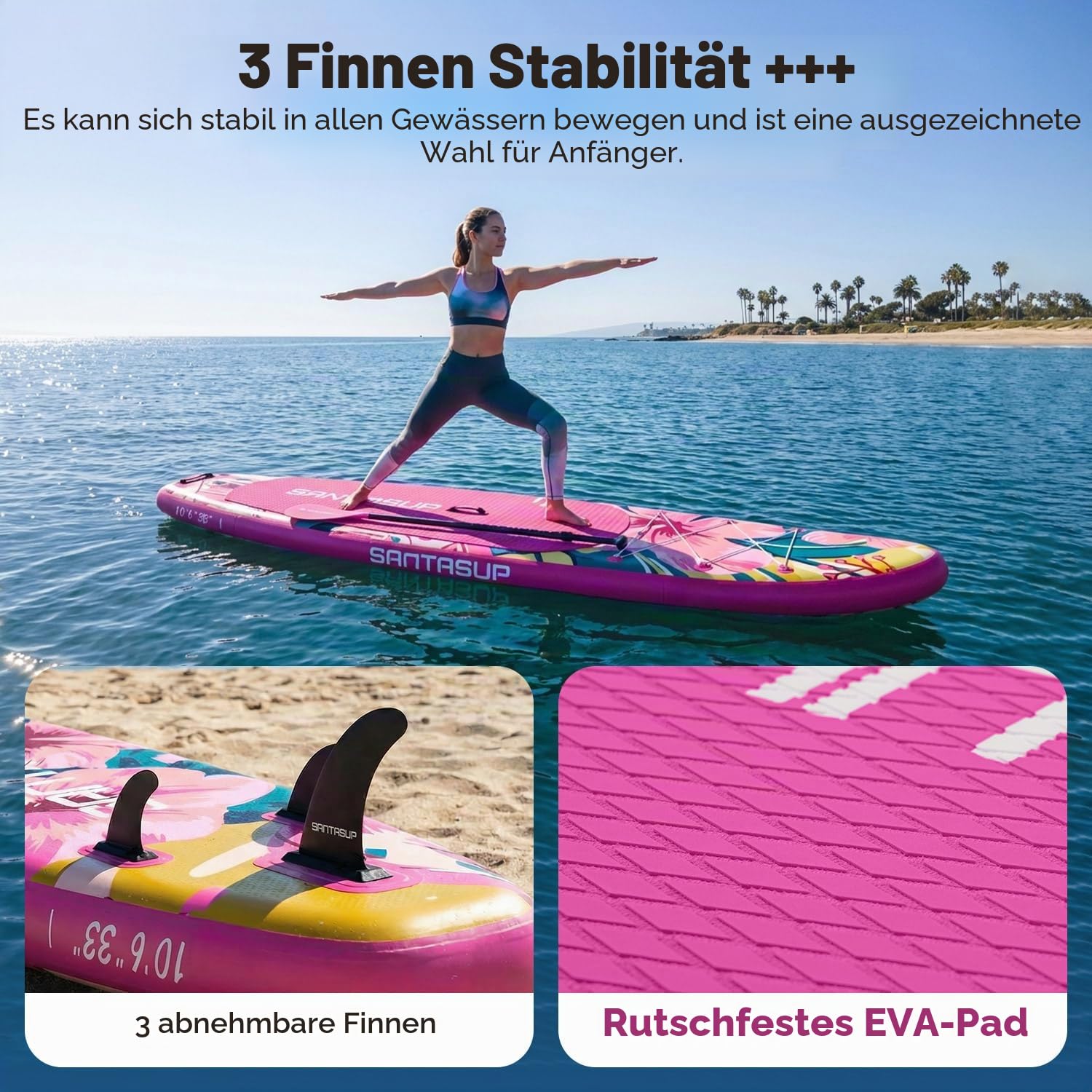SantasupAufblasbares Stand Up Paddle Board 320/335cm Surfbrett SUP Komplettes Paddleboard Zubehör Verstellbares Paddel,Pumpe und Komplettes Zubehör SUP Board Set für Jugen und Erwachsene
