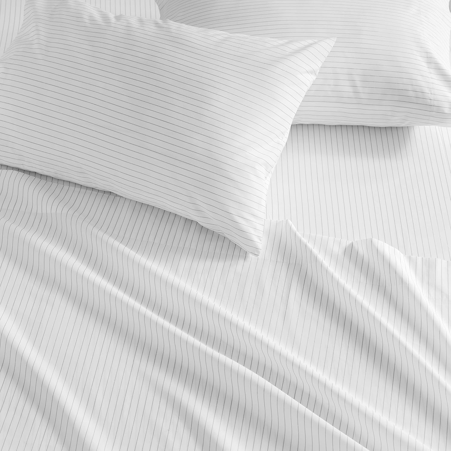 Welspun Basics Owen 100% Cotton Percale Printed Sheet Set |Deep Pocket Queen Sheets |Storm Cloud Gray |Classic Percale Weave |Luxuriously Soft |Durable Bed Sheet Set |Oeko-Tex Certified |Made in Green