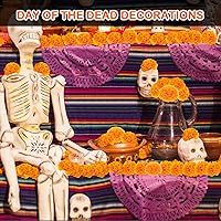 Vista 3 de Labeol 100 piezas de flores de caléndula artificiales, cabezas de flores de caléndula a granel, decoración mexicana, guirnalda de caléndula naranja