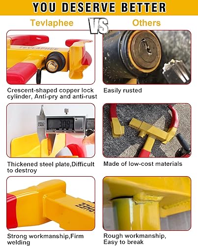 Miniatura 2 de Tevlaphee Cerradura universal de rueda de seguridad resistente para remolque, cerradura de rueda antirrobo, para automóviles, SUV, cámper