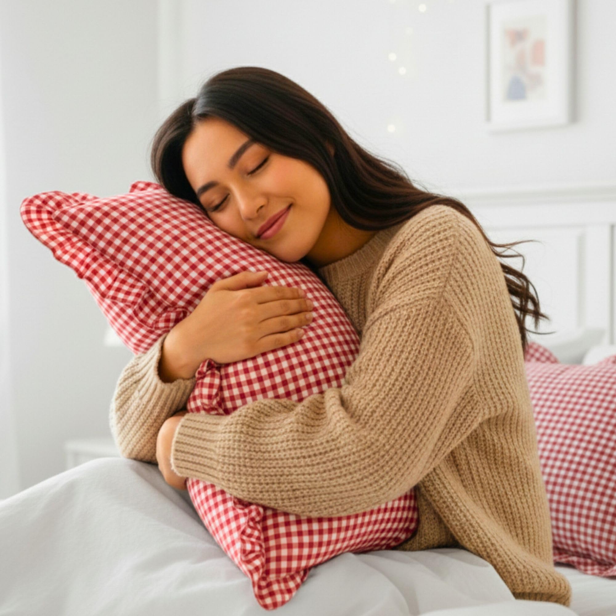Red Pillow Covers - Set of 2 | Checkered Pillow Cases -6