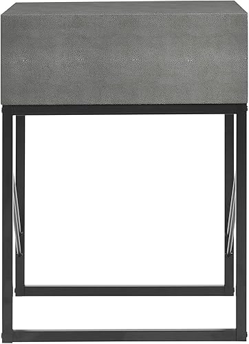 Miniatura 7 de Walker Edison Iver Faux Shagreen - Mesa auxiliar pequeña moderna para sala de estar, dormitorio, mesita de noche, 18 pulgadas, gris