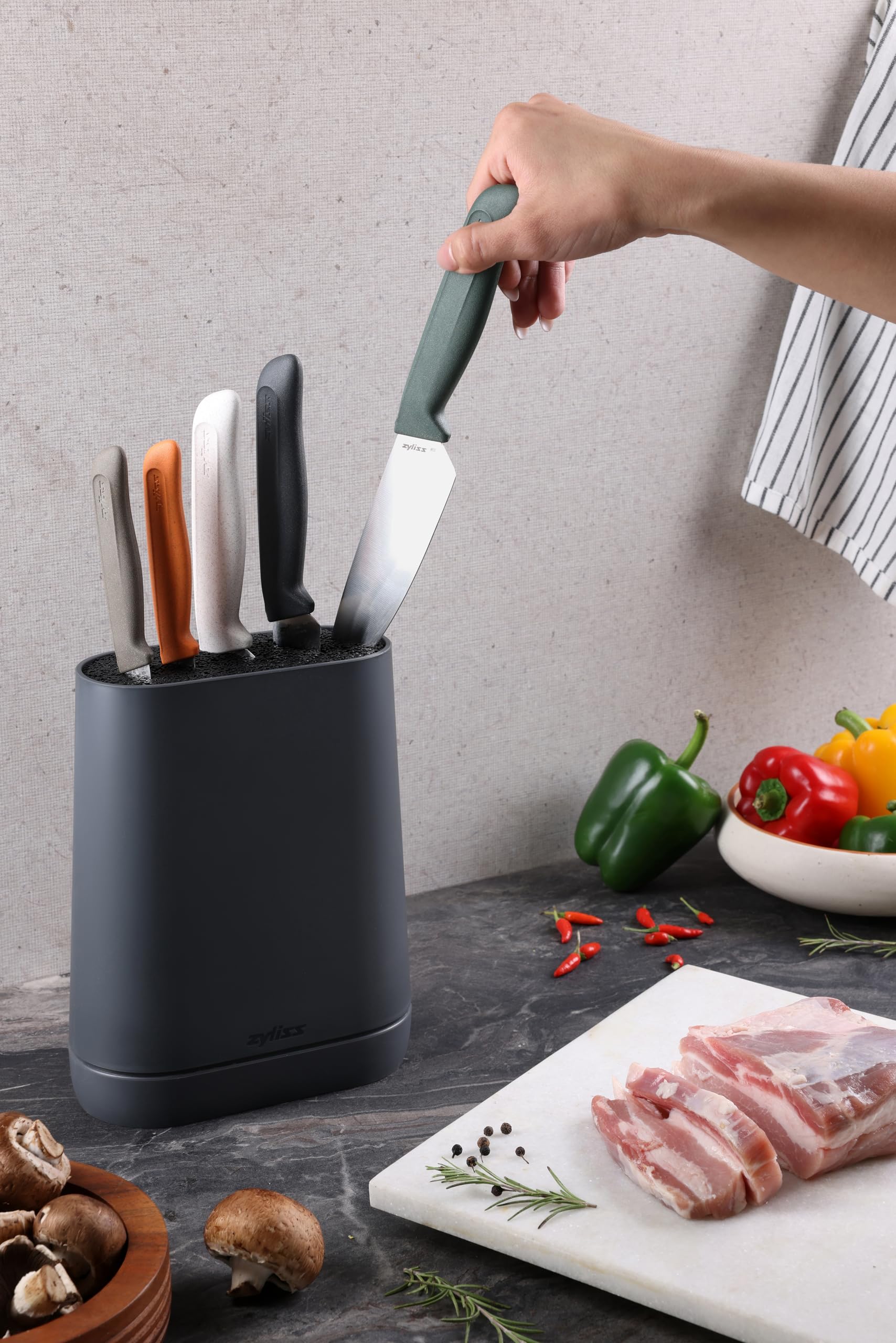 Zyliss Set de Couteaux de Cuisine 6 Pièces, Bloc de Couteaux de Cuisine